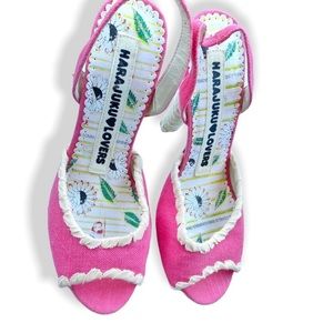 Harajuku Lovers Platform Heels Slingback Open Toe Liberty